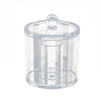 

Transparent Cotton Ball and Swab Dispenser Acrylic Round Container Cotton Pads Holder Swab Jar Makeup Organizer