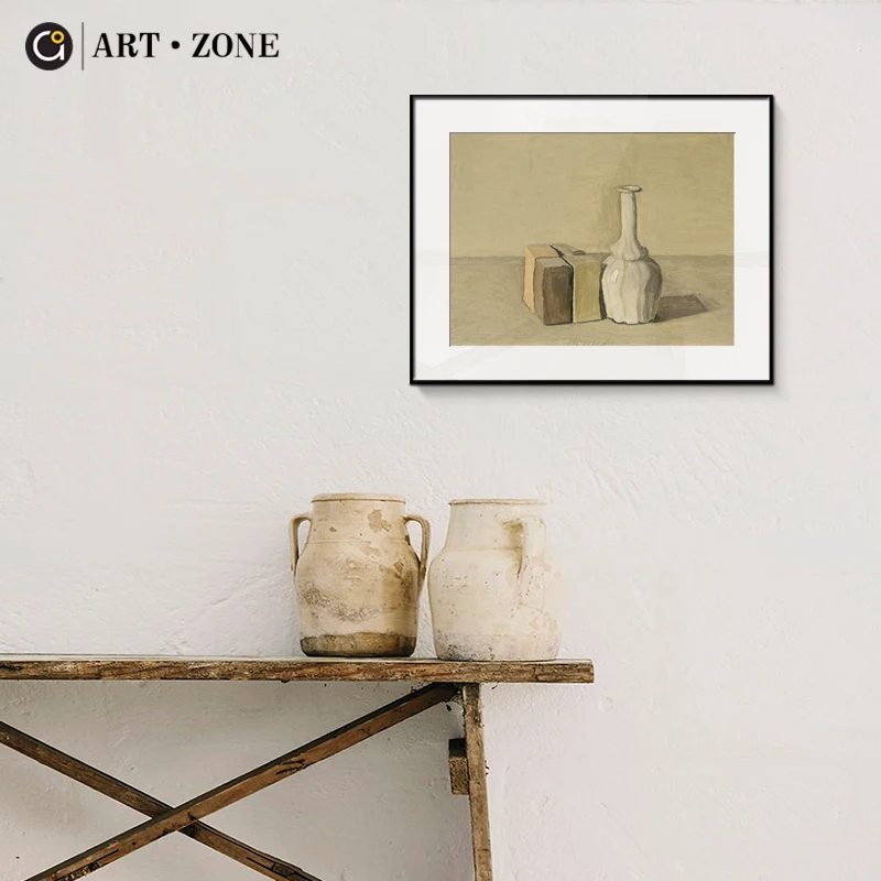

ART ZONE Europe Clay Pot Oil Painting Giorgio Morandi Still Life Home Wall Art Poster Study Room Decor Art Oil Canvas Painting