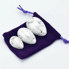 Ronny Zhu Wenwu Feminine Hygiene Product White Howlite Stone Yoni Eggs Ben Wa Ball for Women Kegel Exercise Vaginal Muscle Tight wireless remote waterproof ben wa ball jump eggs kegel vaginal tight exercise smart love ball vibrating egg sex toys for women