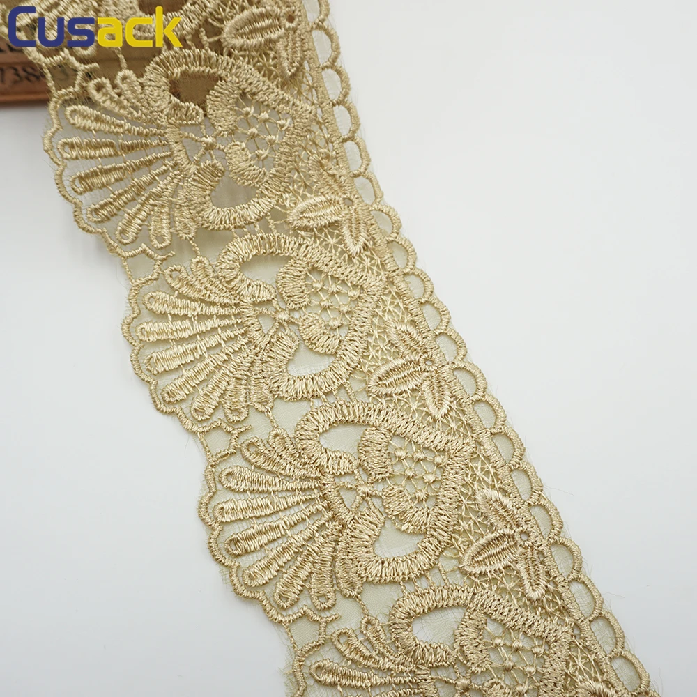 

2 yards 183 cm Embroidery Strip Flower Lace Ribbon Trims for Dress Edge Sofa Curtain Trimmings Costumes Applique 7.5 cm Cusack