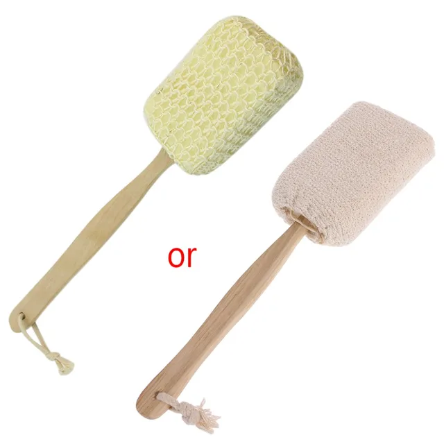 1pc Body Back Massage Sponge Scrubber Natural Sisal wooden Long Handle Bath Shower Brush Heath