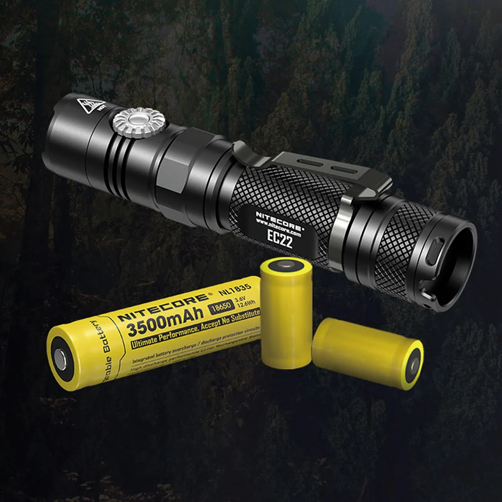 Светодиодный фонарик NITECORE EC22 с перезаряжаемой батареей 18650 бесконечно