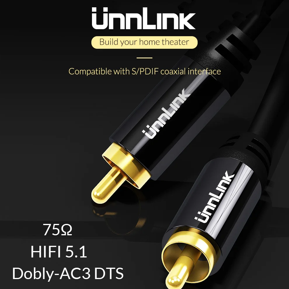 Unnlink HiFi 5,1 RCA к RCA папа SPDIF коаксиальный кабель стерео аудио кабель Шнур 3 м 5 м видео кабель для ТВ усилитель динамик Саундбар| | | АлиЭкспресс