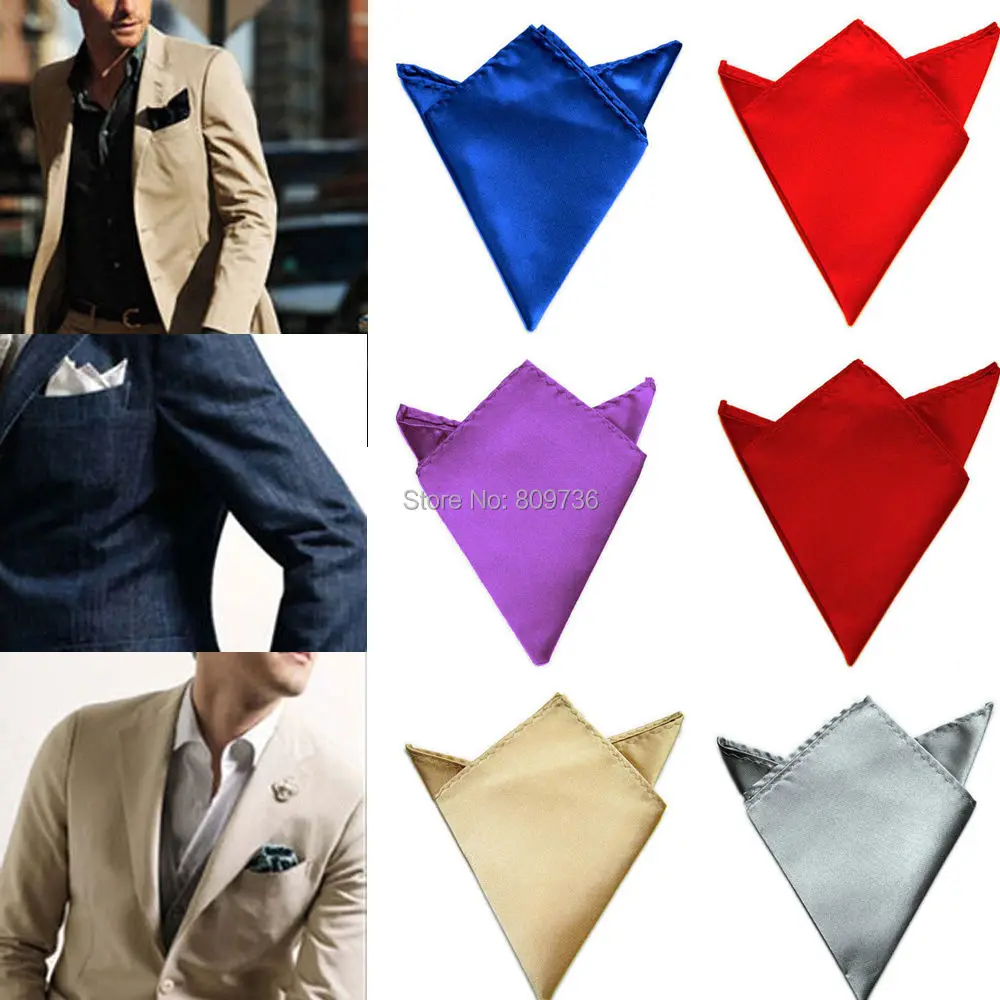 Mens Satin de soie Pocket place Hankerchief mouchoir de mariage formelle costume Blazer veste accessoires plaine