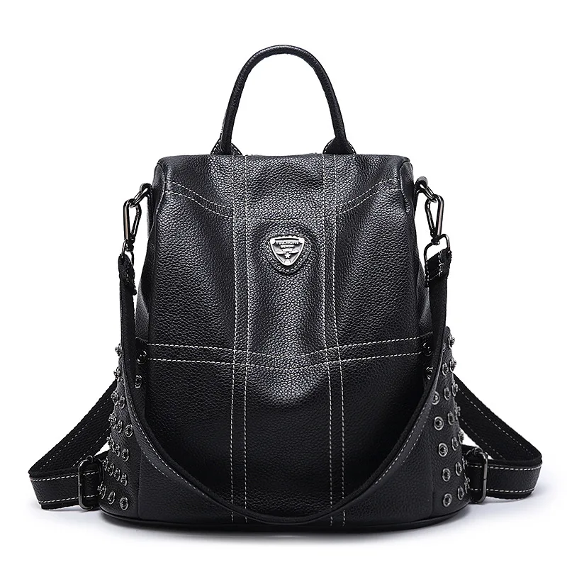 

Fashion Anti-theft Shoulder Bag Female 2018 Autumn Summer New Korean Version of The Rio Bag Multi Rivet Backpack Leisure