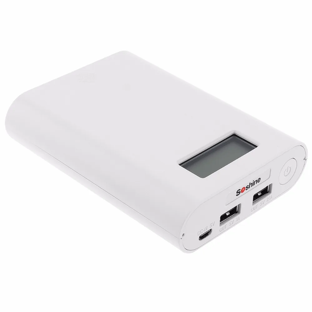 Soshine E3S 18650 портативное зарядное устройство с двумя USB портами интеллектуальное ЖК