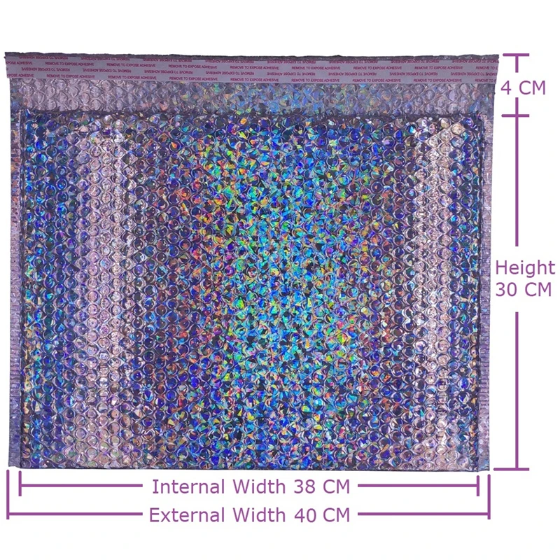 20 шт Большой голографический пузырьковый конверт Лазерная Серебряная почтовая сумка Металлический Мягкий Конверт для хрупкой упаковки продукта