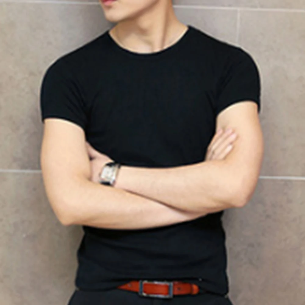 Solid Color Casual Slim Fit T-shirt Simple Summer Men Short Sleeve Round Collar Man Clothing Male Tops Shirt Solid Color Casual Slim Fit T-shirt Simple Summer Men Short Sleeve Round Collar Man Clothing Male Tops Shirt