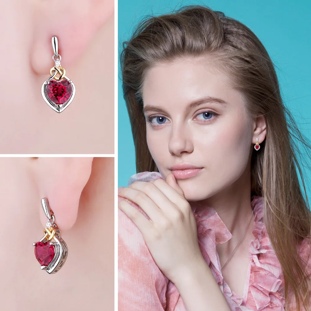 JewelryPalace Любовь Узел Сердце 3.4ct Создания Красный Рубин Годовщина Падения Мотаться