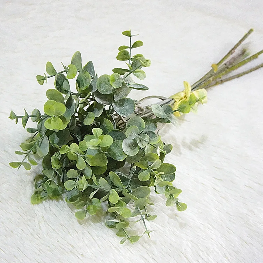 

6pcs bunch artificial flowers eucalyptus artificial plants faux plastic hand bouquet for wedding home decoration fake plant wall