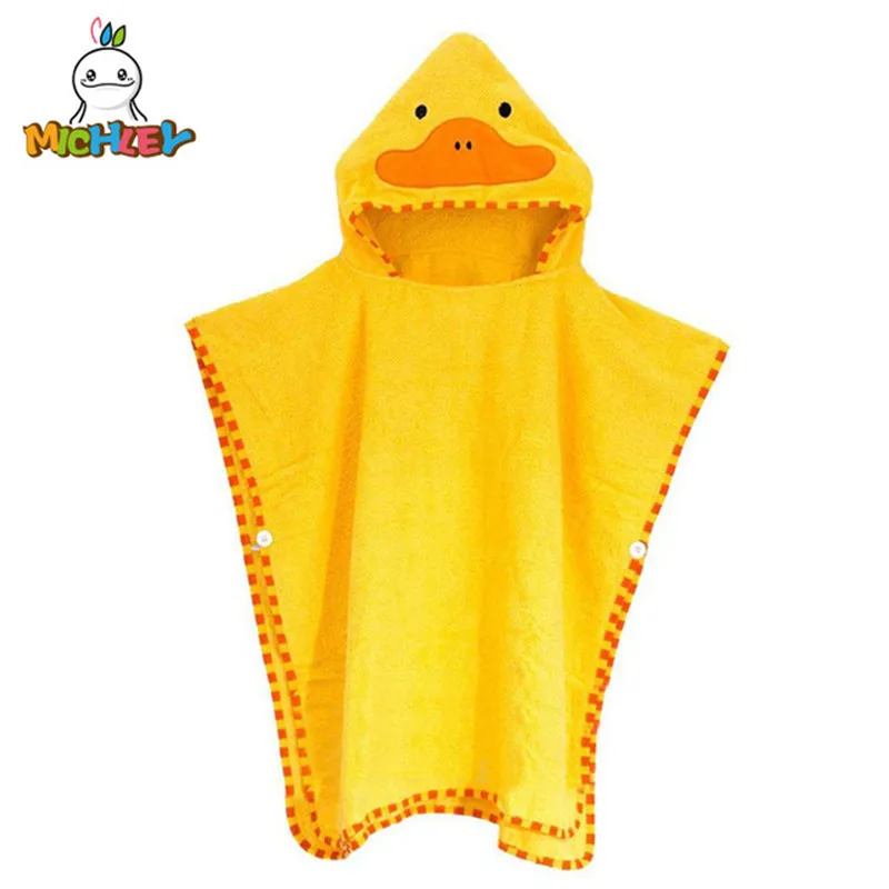 MICHLEY Baby Bath Towels Girls Cartoon Cute Duck Bathrobes Boys Animal