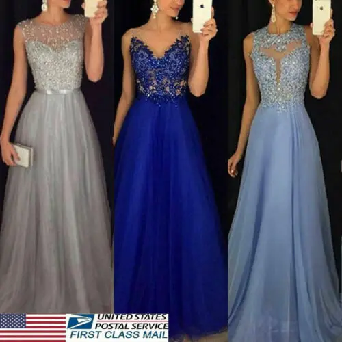 

Women Lace Long DressParty Evening Formal Prom Gown Maxi Dress Formal Sleeveless Beautiful Dress Clothing Victoria Justice