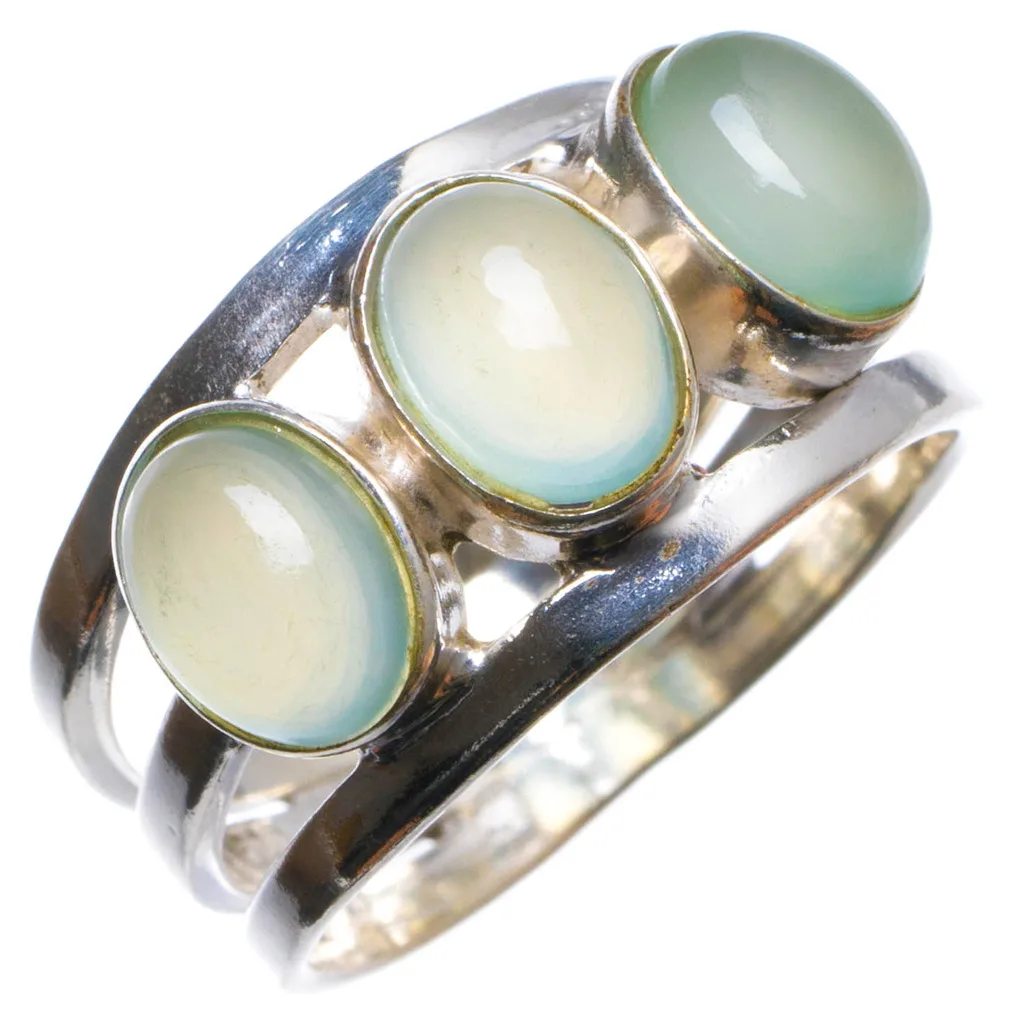 

Natural Chalcedony Handmade Unique 925 Sterling Silver Ring, US size 7 X2799