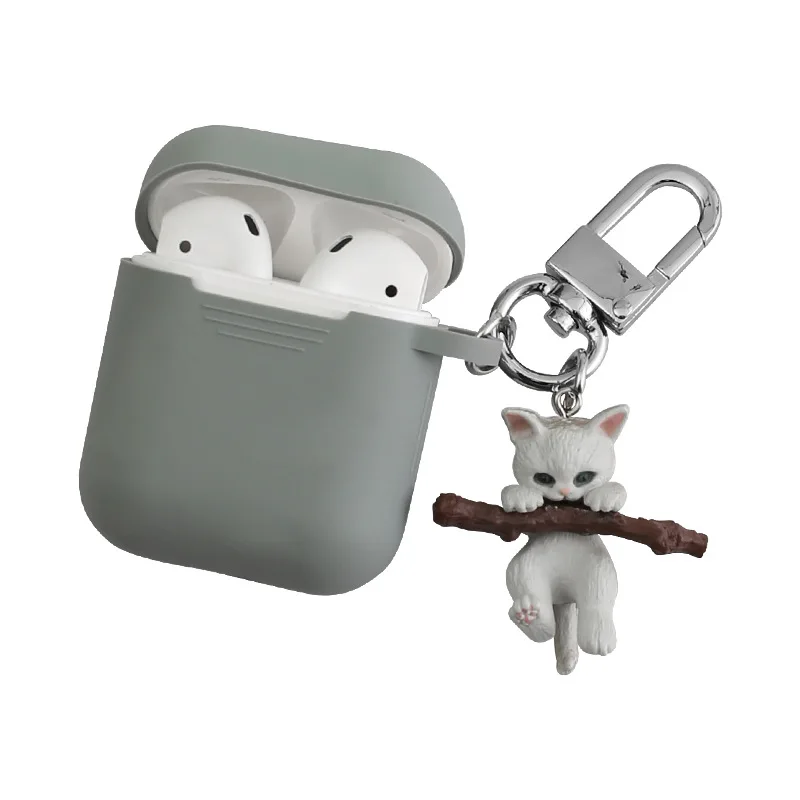 Силиконовый чехол с милым котом для Apple Airpods 1 2 аксессуары чехол Защитная крышка сумка коробка для наушников чехол Брелок с фигурками из мультфильмов подарки