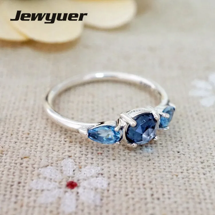 

Patterns of Frost Ring 925 Sterling-Silver-Jewelry Moonlight Blue&Sky-Blue Rings For Women Valentine Day Gift anillos RIP0100
