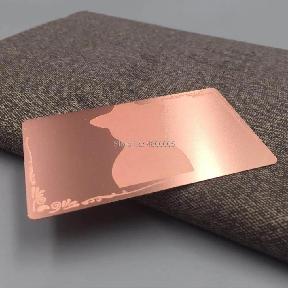 

Rose gold metal business card with custom company logo