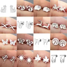 1 пара стальных сережек из нержавеющей стали с принтом «Роза», «дракон», «бабочка», «перо», мужские, женские, детские сережки, рождественский подарок, ювелирные изделия