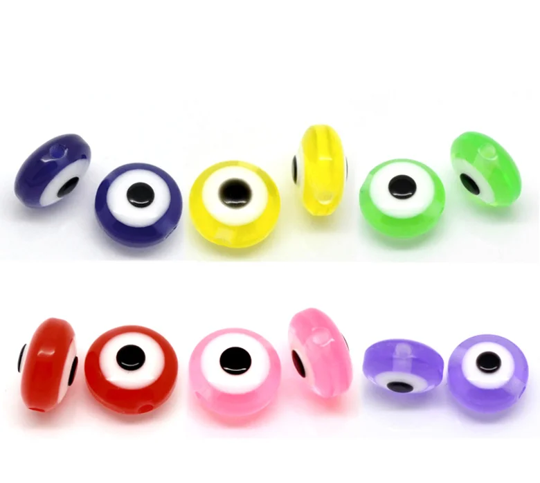 

Doreen Box hot- 300PCs Mixed eye of evil Flat Round Resin Spacer Beads 8mmx5mm(3/8"x 2/8") (B20027)