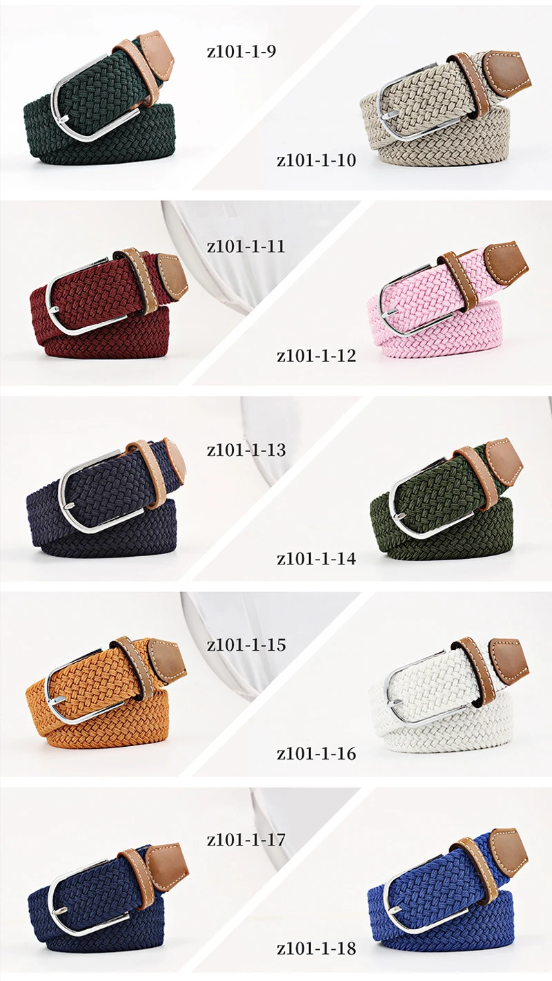 ZLD 60 Colors Female Casual Knitted Pin Buckle Men Belt Woven Canvas Elastic Expandable Braided Stretch Belts For Women Jeans crocodile skin belt