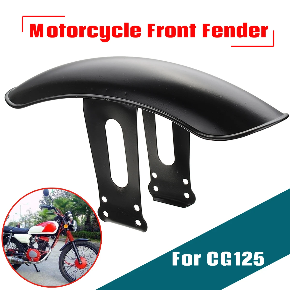 

Mofaner 1Pcs Plating Metal Motorcycle Splash Guard Front Mudguard Mud Sand Metal Plated for Honda CG125 33.5x9.6x14cm Mudguards