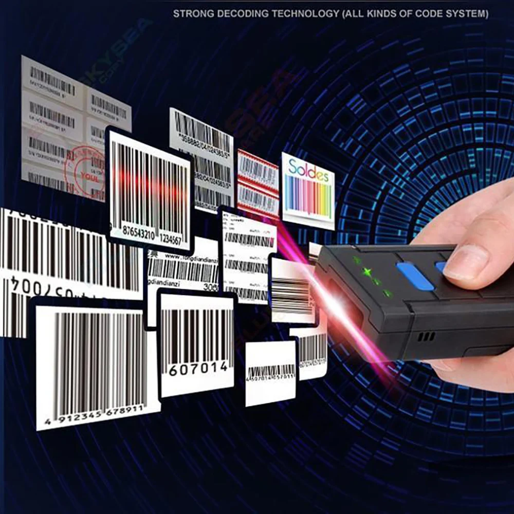 

1D Wireless Bar Code Scanner Laser Barcode Scanner Mini Pocket HID Virtual Keyboard 1D Bluetooth 2.4G Barcode Scanner Wireless