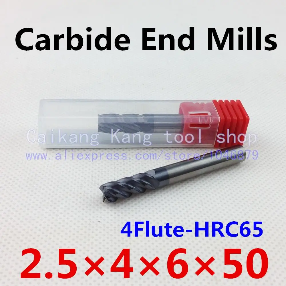 

New 4 Flute Head:2.5mm Tungsten steel cutter Carbide End mills CNC milling Highest cutting hardness: 65HRC 4F2.5*4*6*50mm