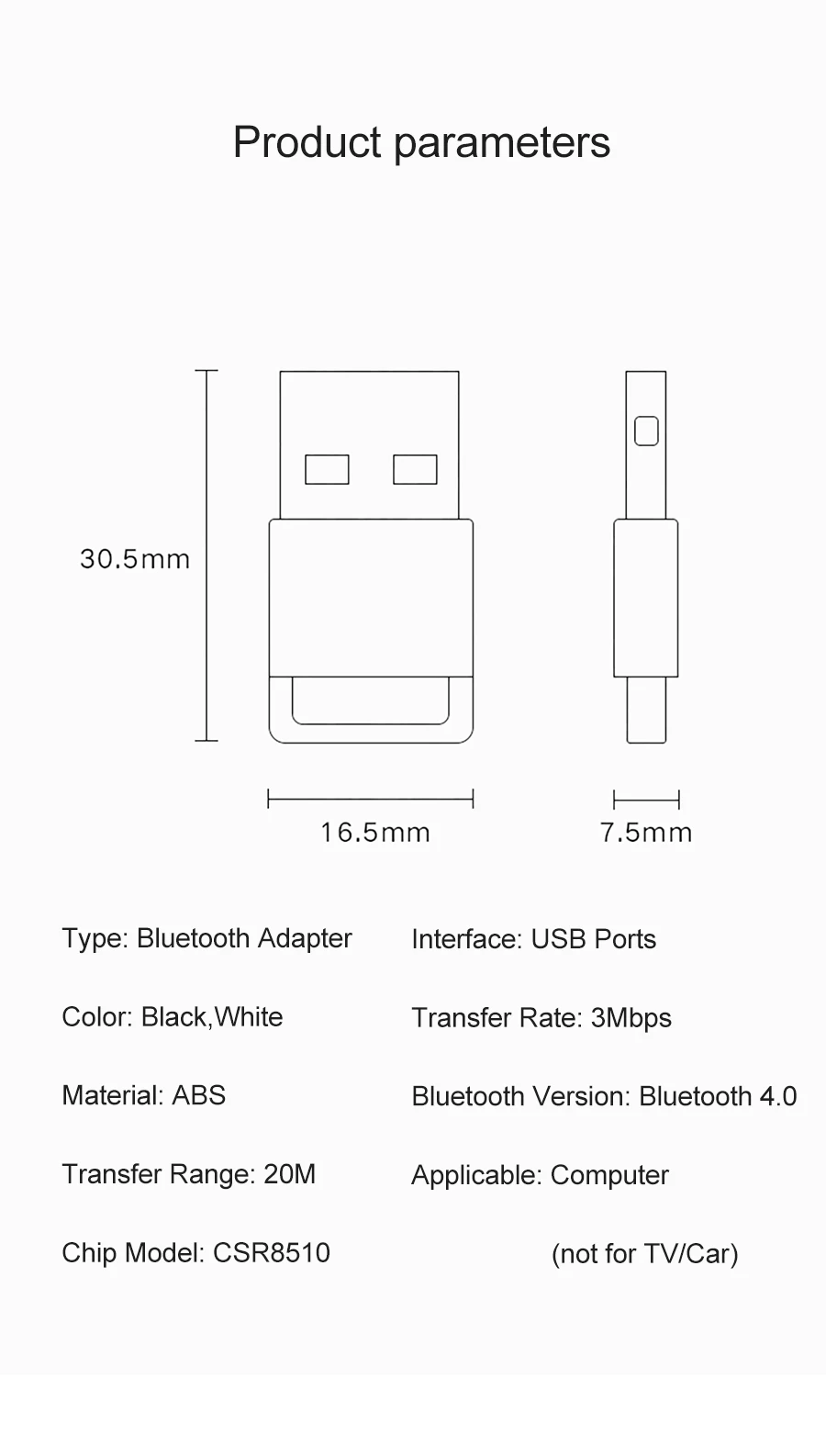 Biaze Bluetooth Adapter USB Dongle Laptop PC Wireless Mouse Bluetooth Speaker 4.0 Music Receiver USB Bluetooth Adapter v4.0 CSR