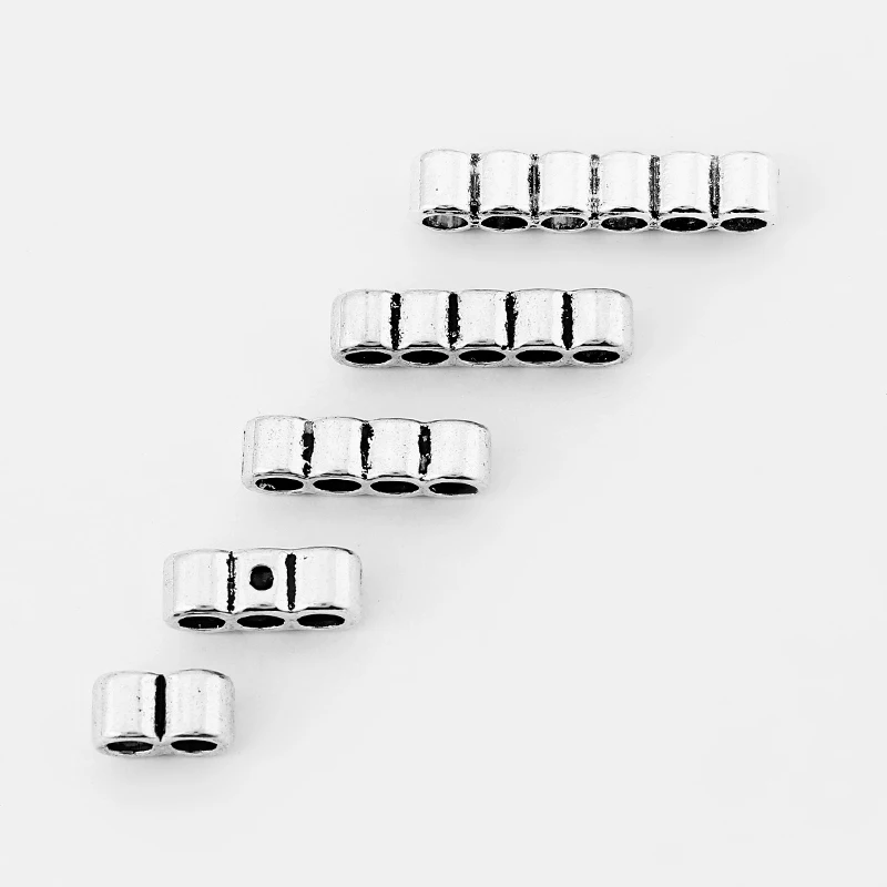 10 шт., антикварные подвески из серебра 3 мм двойной/3/4/5/6 баррель бусины отверстия для 3 мм круглый кожаного ремешка на браслет, соединительное устройство, ювелирная работа, украшения своими руками