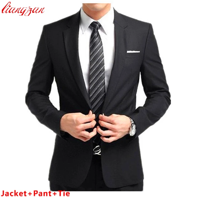 jacket pant tie men buisness suit sets slim fit tuxedo formal