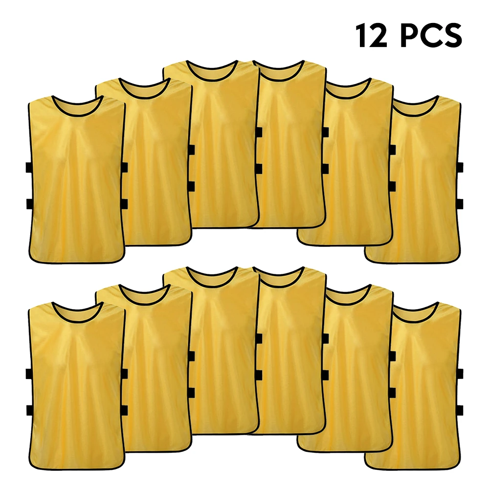 12 шт. взрослый футбол Pinnies быстросохнущие футбольные майки жилет Scrimmage спортивный жилет дышащий командный тренировочный нагрудник нагрудники для футбола - Цвет: Gold