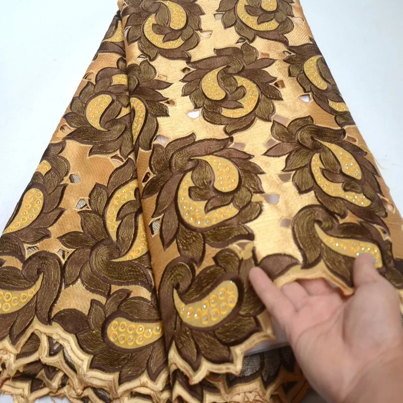 FolaSade/Лидер продаж, нигерийская кружевная ткань, новейшая желтая швейцарская вуаль, кружевная ткань высокого качества из хлопка, TZ866 - Цвет: 9