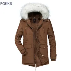FGKKS зимние теплые мужские парки Пальто качественные модные брендовые мужские повседневные парки верхняя одежда мужские ветровки куртки