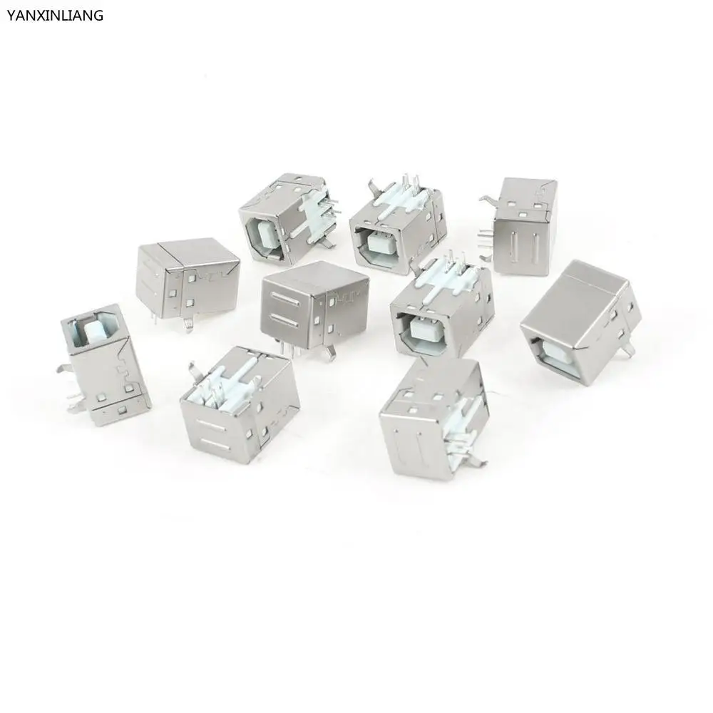 

10 pcs PCB Mount 90 Degree 4 Pin USB 2.0 Type B Female Jack Socket