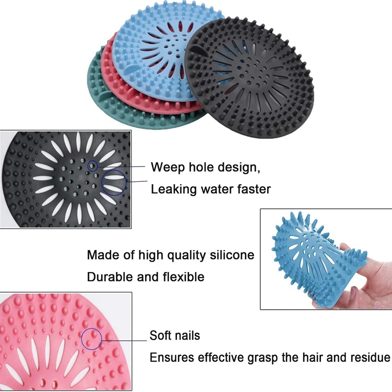 THGS Hair Catcher душевой сливной чехол, 4 шт. в упаковке, фиксатор для волос, протектор дренажа, универсальные резиновые для раковины, ситечко для ванны, кухни