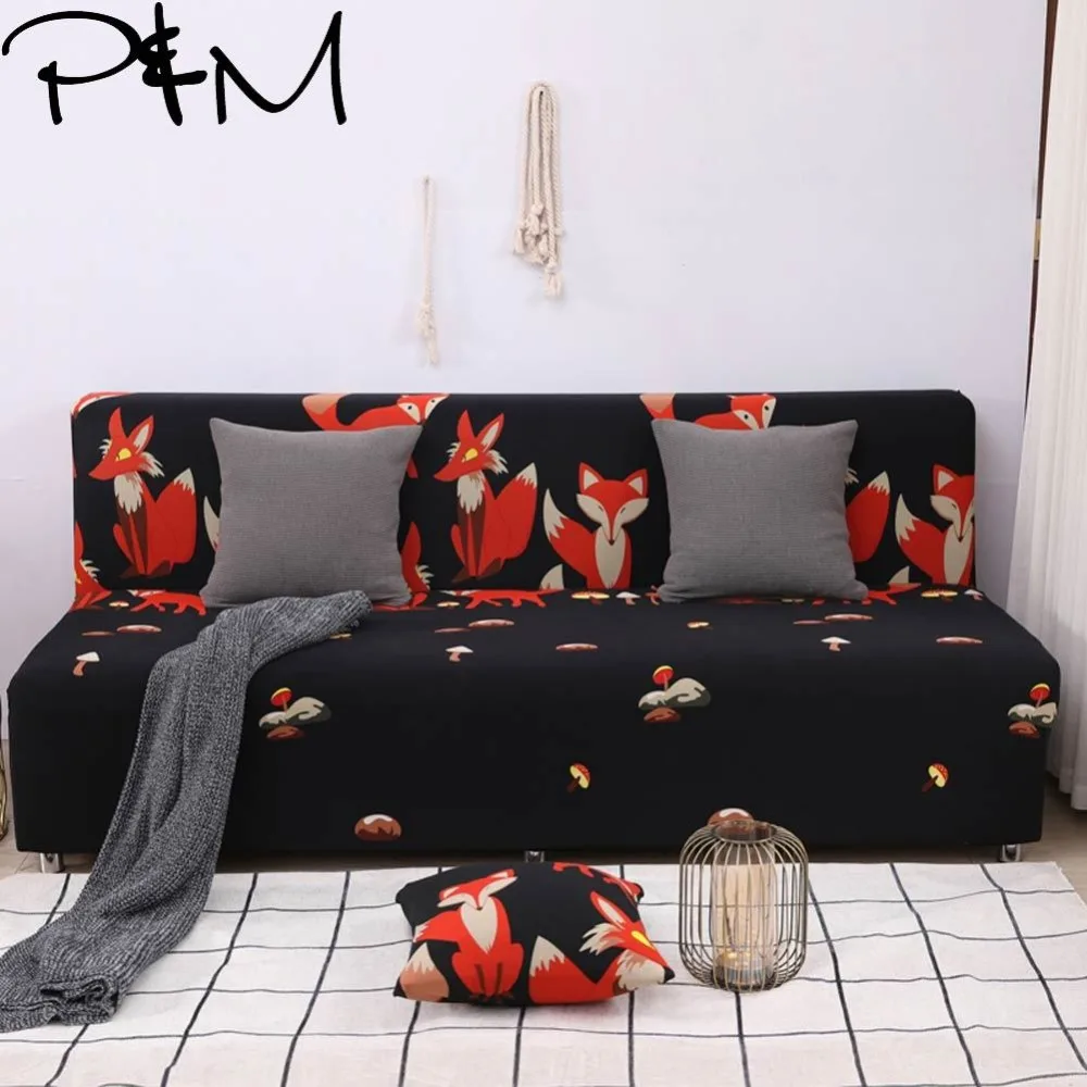 

Papa&Mima Little fox print Stretch Sectional No armrests Sofa Covers Polyester fabric Soft Slipcovers Elastic Couch Cover