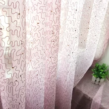 Pink Europe Embroidered Custom made finished curtain custom window tulle curtain for living room baby room Window screening