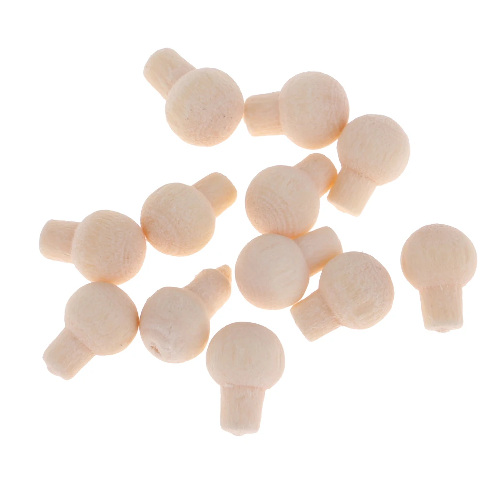 24Pcs 1/12 Dollhouse Miniature Hardware Unpainted Wooden Rounded Pull Handle