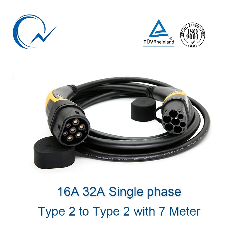 16A 32A однофазный кабель EV type 2-type 2 IEC62196 EV зарядный штекер с 7 метровым кабелем TUV/UL EVSE кабель