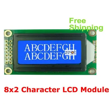 

2PCS/Lot 8x2 802 8*2 Character LCD Module With Blue Background White LED Backlight