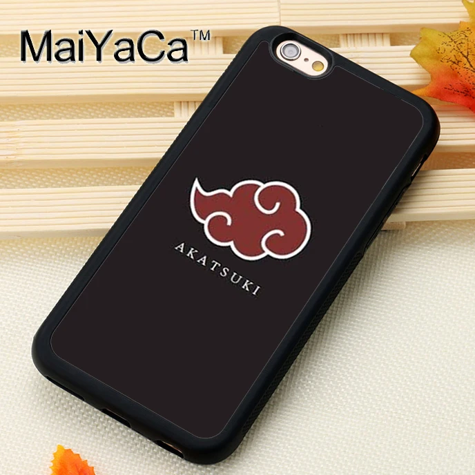 

MaiYaCa Akatsuki logo Naruto Printed Soft Rubber Phone Cases For iPhone X 6 6S Plus 7 8 Plus 5 5S 5C SE Back Cover Shell