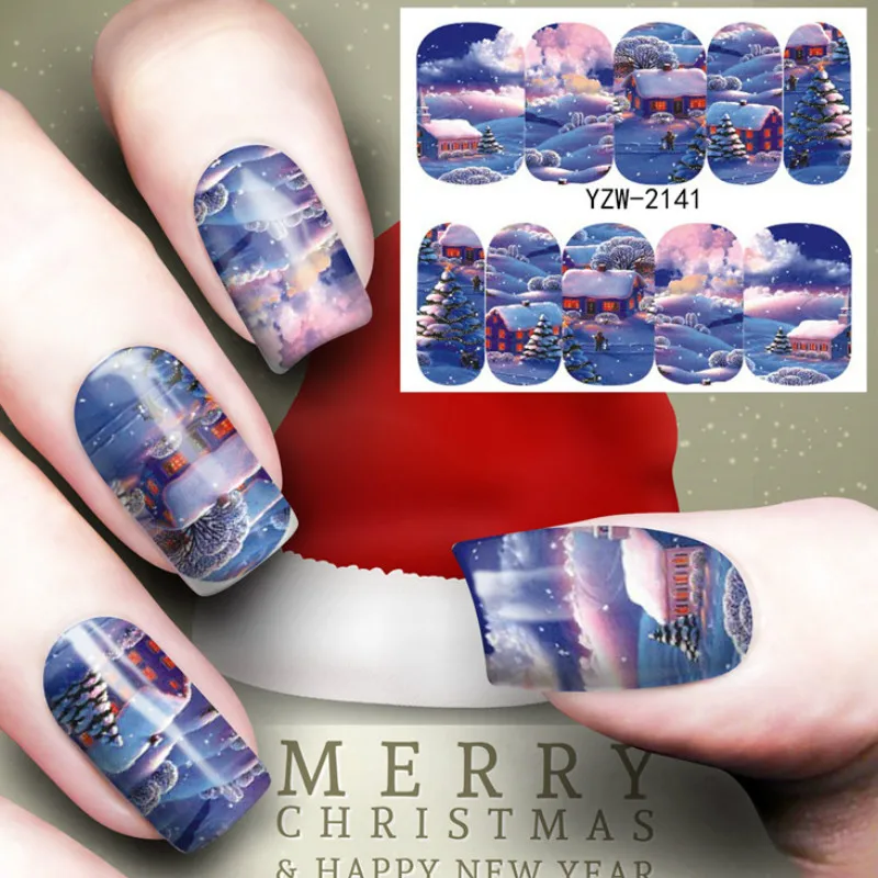 

Twilight Christmas Hristmas Tree Nail Sticker Water Decals Nail Glitter Flower Cat Butterfly woman Nail Art Decoration