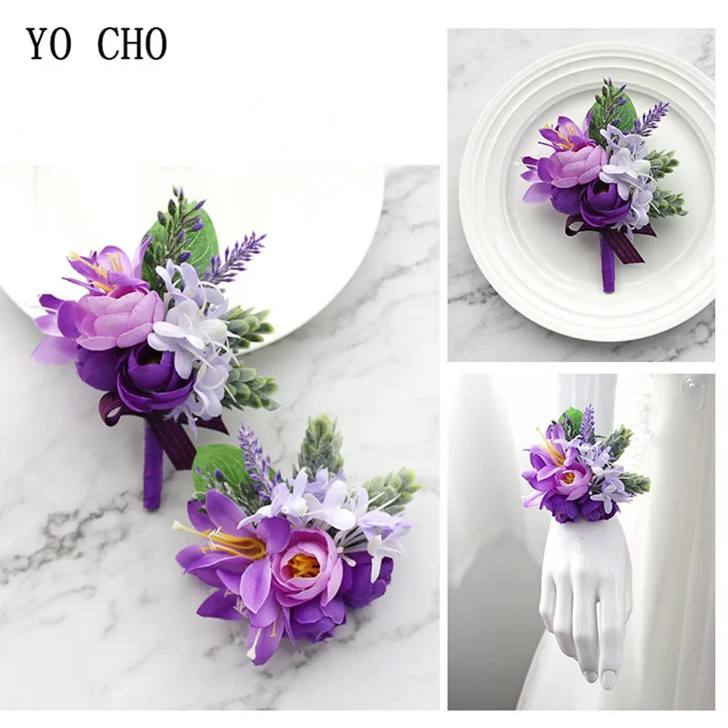JaosWish Corsage and Boutonniere Set Wrist Flower For Women Bride Bridesmaid with Handmade Wristband for Prom Wedding Party Flowers Accessories Suit Decoration