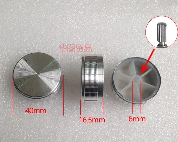 8pcs silver 40*17mm aluminum alloy knob cap / audio volume switch 6mm potentiometer rotating |