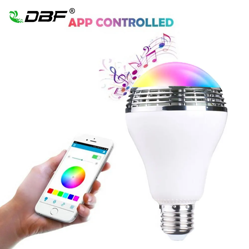 

[DBF]E27 10W Bluetooth Speaker for Mobile Smart LED Light Lamp Music Wireless Speaker Color Change Dimmable by IOS/Android APP