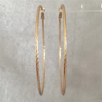 

TRENDY GOLD COLOR PLATING TEXTURED LARGE HOOP EARRING FOR WOMAN GIRL