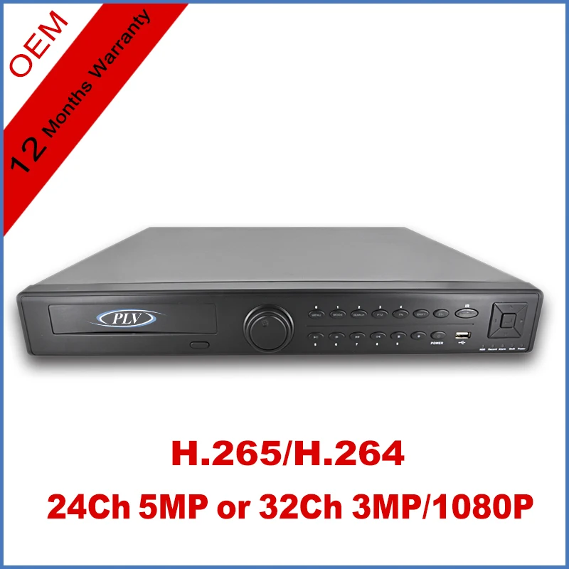 In stock English version 24ch 5MP IPC or 32ch 3MP/1080P/960P/720P with 4 SATA 4K HDMI plug & play NVR 16ch Alarm in H.265 H.264