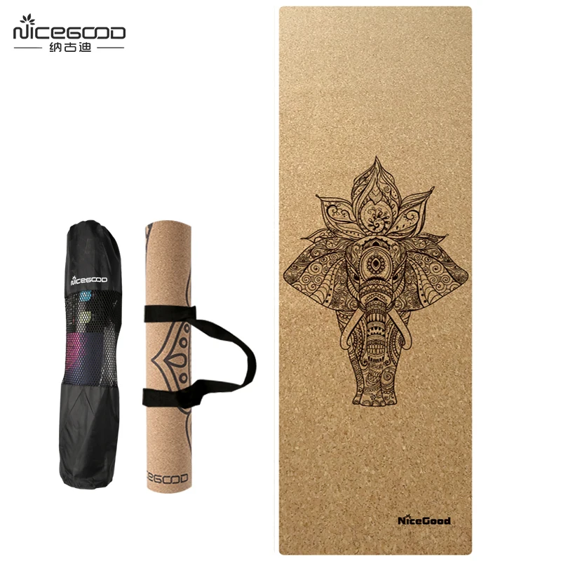 Natural Rubber Backing Organic Cork Floor Mat Skidresisting Exercise Pilates Pad Yoga Mat Living