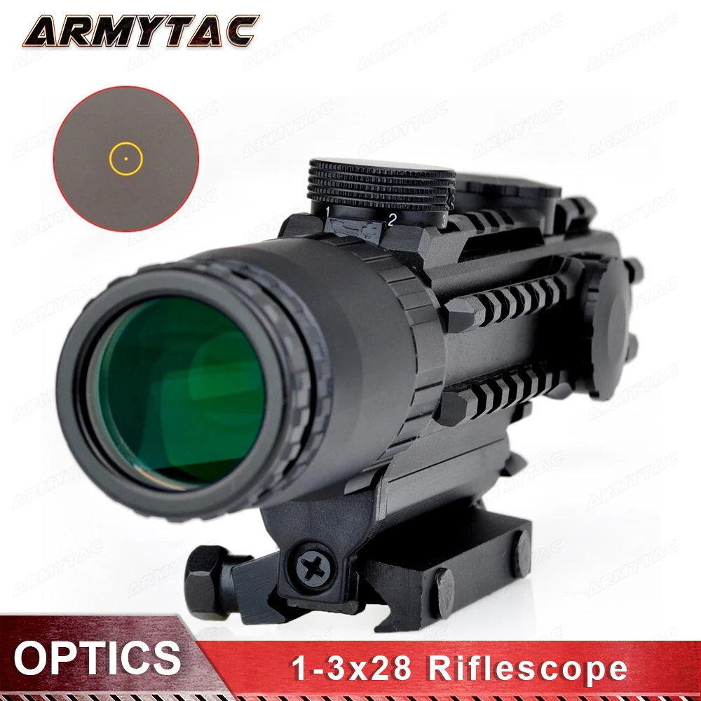 

AIrsoft 1-3x28 Riflescope Yellow Illuminated Rangefinder Reticle Air Hunting Scope For Hunting Rifles