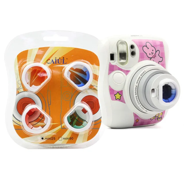 Best Price 4pcs per Set Gradient Color Fujifilm Instax Mini 25 Instant Camera Colorful Filters Magic Close Up Lens Camera