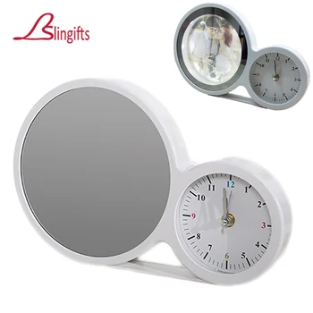 

Slingifts Magic Mirror LED Light Box Photo Frame Round Clock Multifunction Decor Night Light Acrylic Picture Frames Table